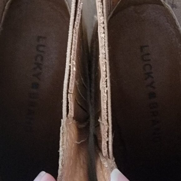 Lucky Brand Brown Tan Ilisse Leather Ankle Bootie Cowboy Slip On - Picture 12 of 16